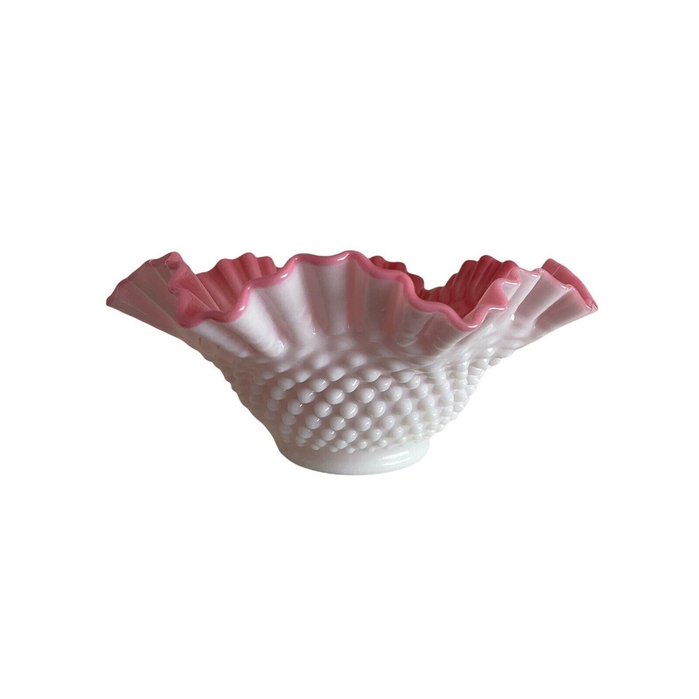 Vintage Fenton #3924 PB 9” Bowl Peach Blow Ruffled Hobnail 1952-1957